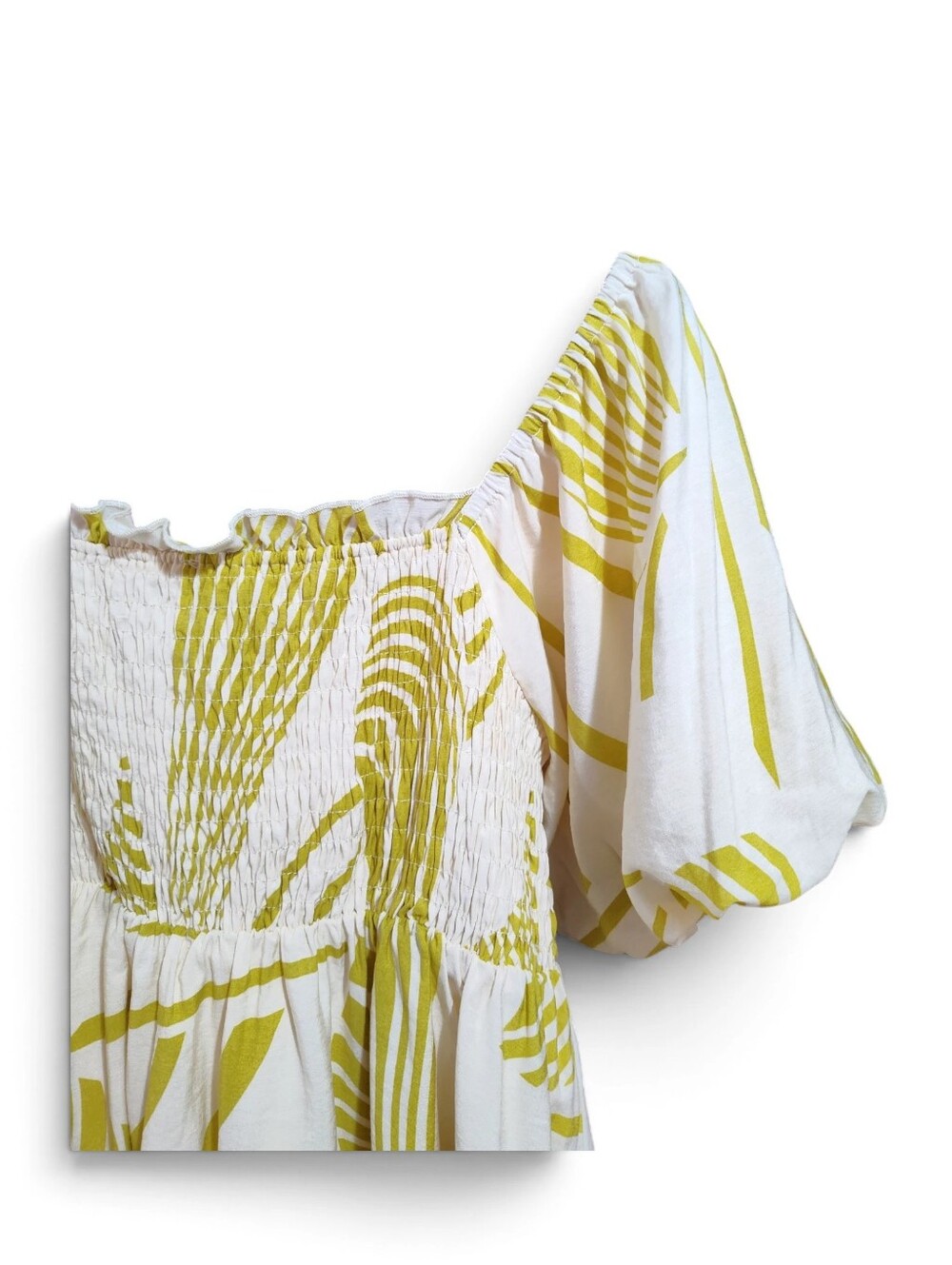 Urban Revivo Abstract Shell Print Mini Smock Dress Puff Sleeve Womens Medium - Picture 3 of 11
